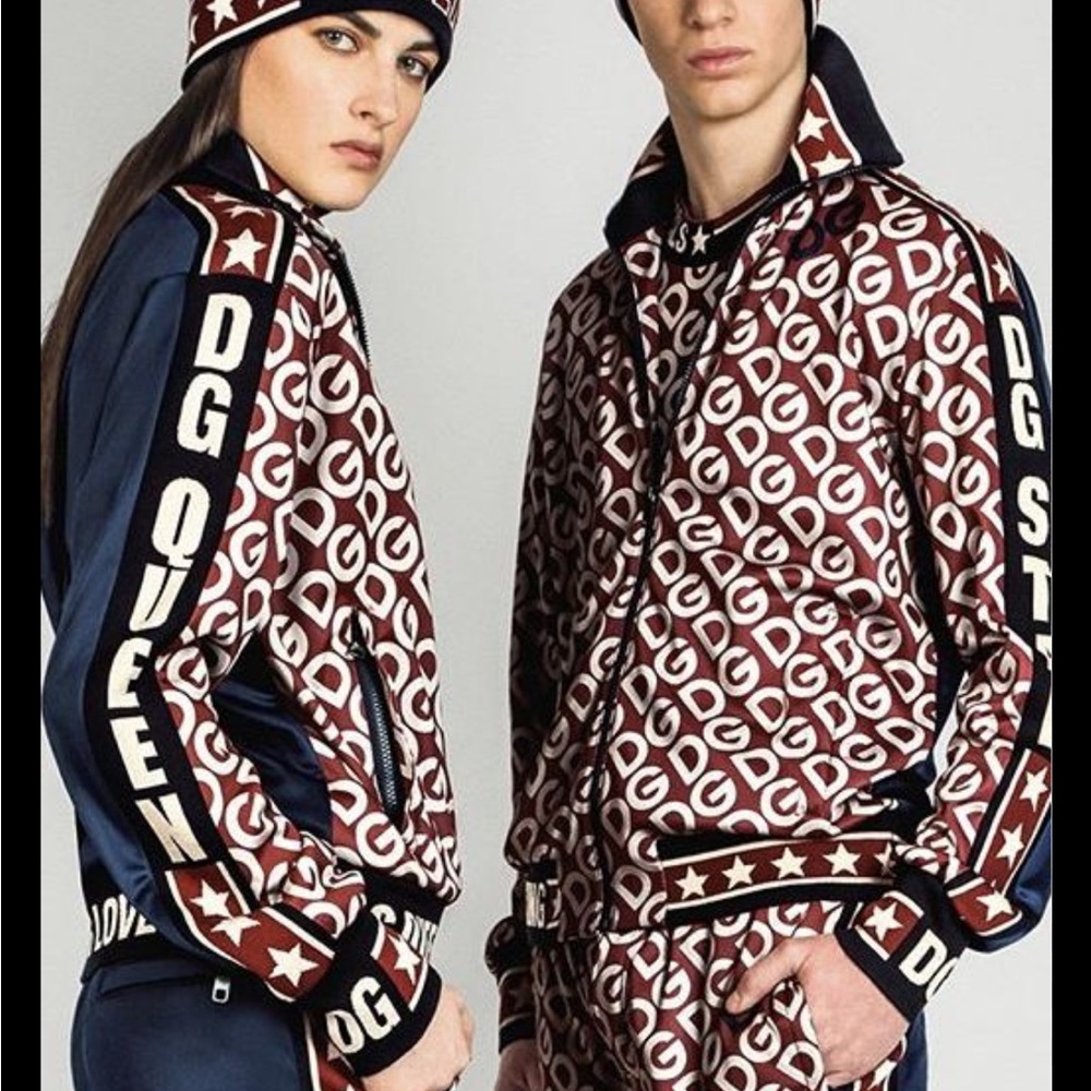 Dolce & Gabbana Monogram Bomber Jacket - Burgundy and Black